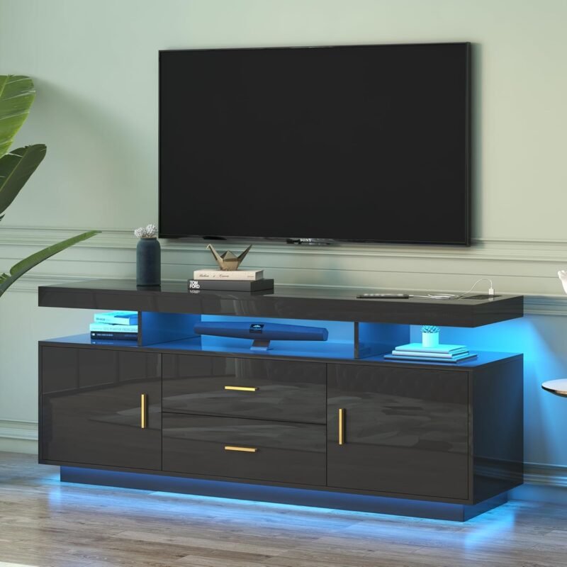 Illuminate Your Living Room: A Review of the LVSOMT High Gloss Entertainment Center