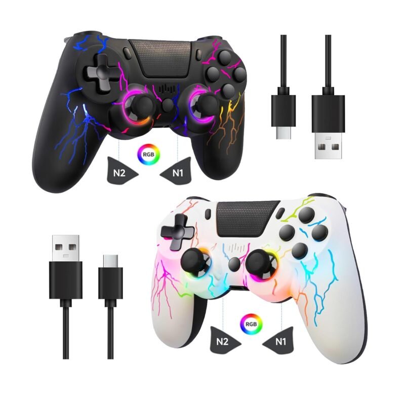 Level Up Your Game: Review of the 2 Pack Wireless PS4 Controllers with RGB & More!