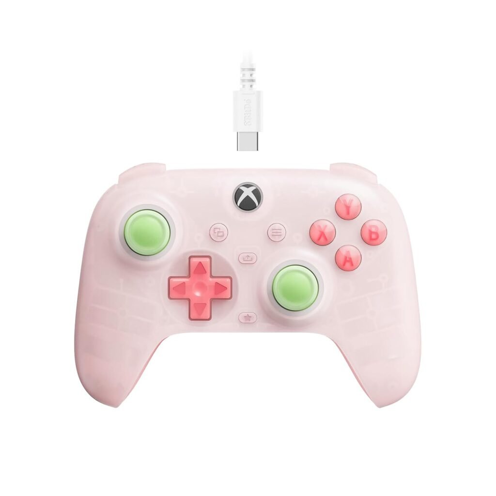 Level Up Your Gaming: 8Bitdo's Ultimate Mini Wired Controller in Translucent Pink!