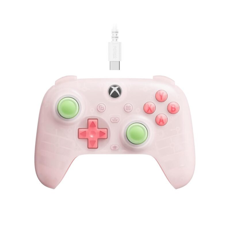 Level Up Your Gaming: 8Bitdo's Ultimate Mini Wired Controller in Translucent Pink!
