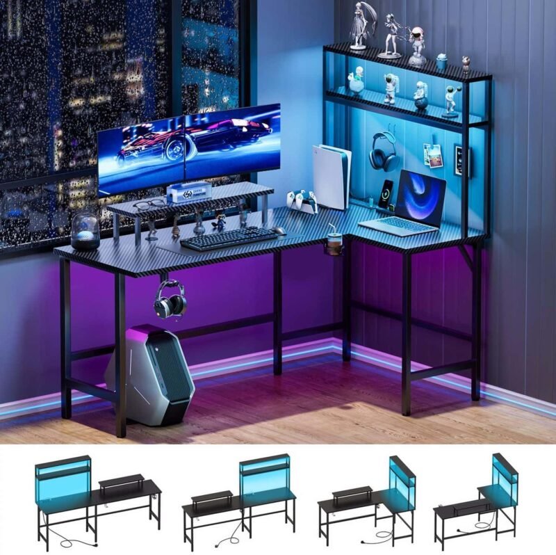 Level Up Your Gaming Setup: Review of the HLDIRECT L-Shaped Desk with LED Lights