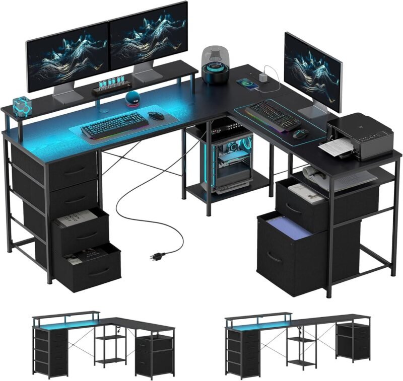 Level Up Your Setup: Review of the HOMCOM 66" L Shaped Gaming Desk with LED Lights