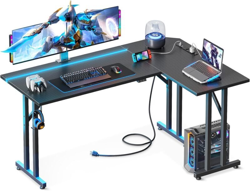 Level Up Your Setup: Review of the MOTPK L Shaped Gaming Desk with LED Lights