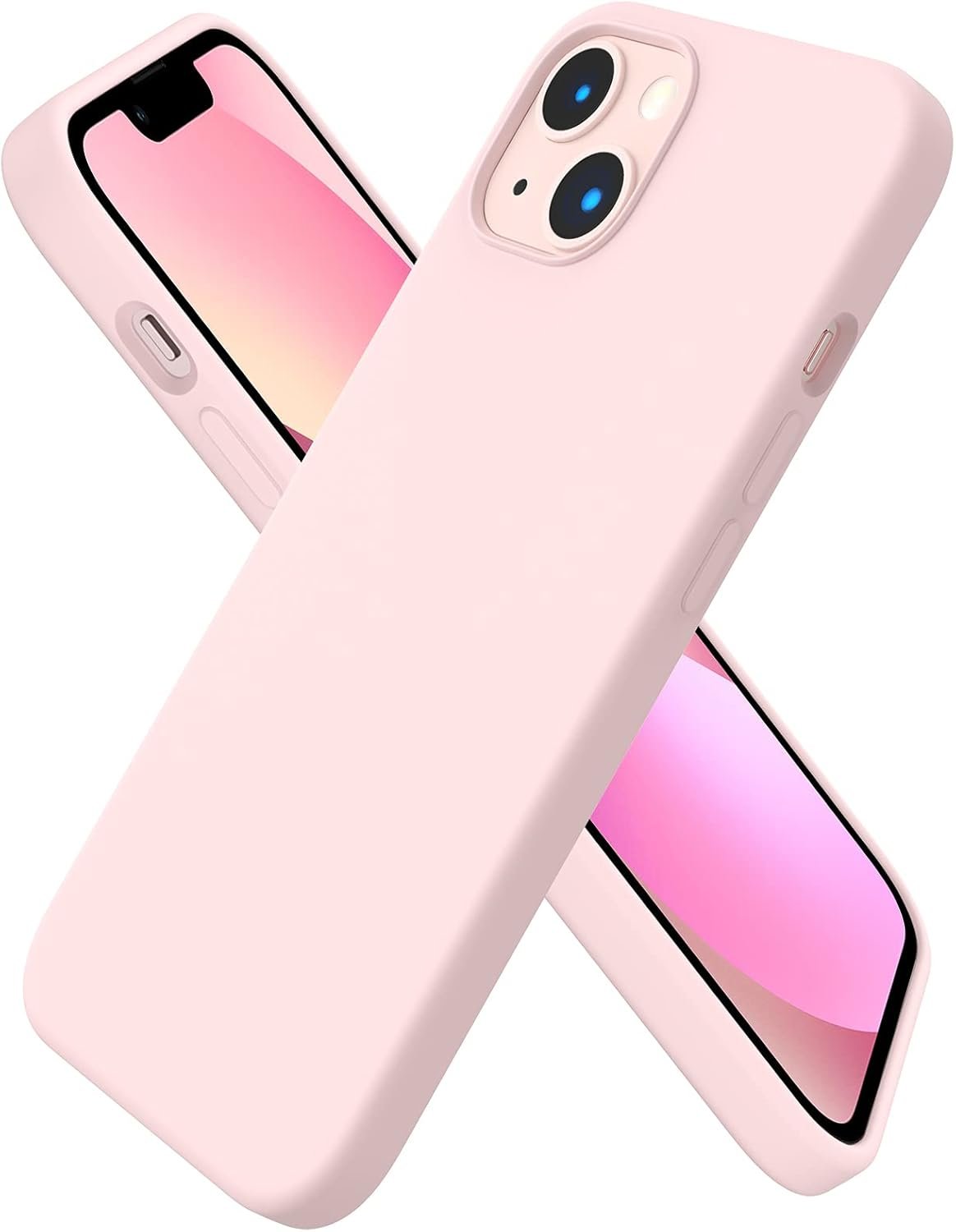 Luxurious Protection: ORNARTO's Slim Chalk Pink Silicone Case for iPhone 13