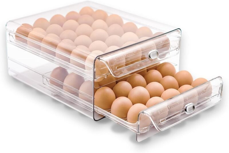 Maximize Freshness: The Ultimate 60-Egg Stackable Organizer for Your Fridge!