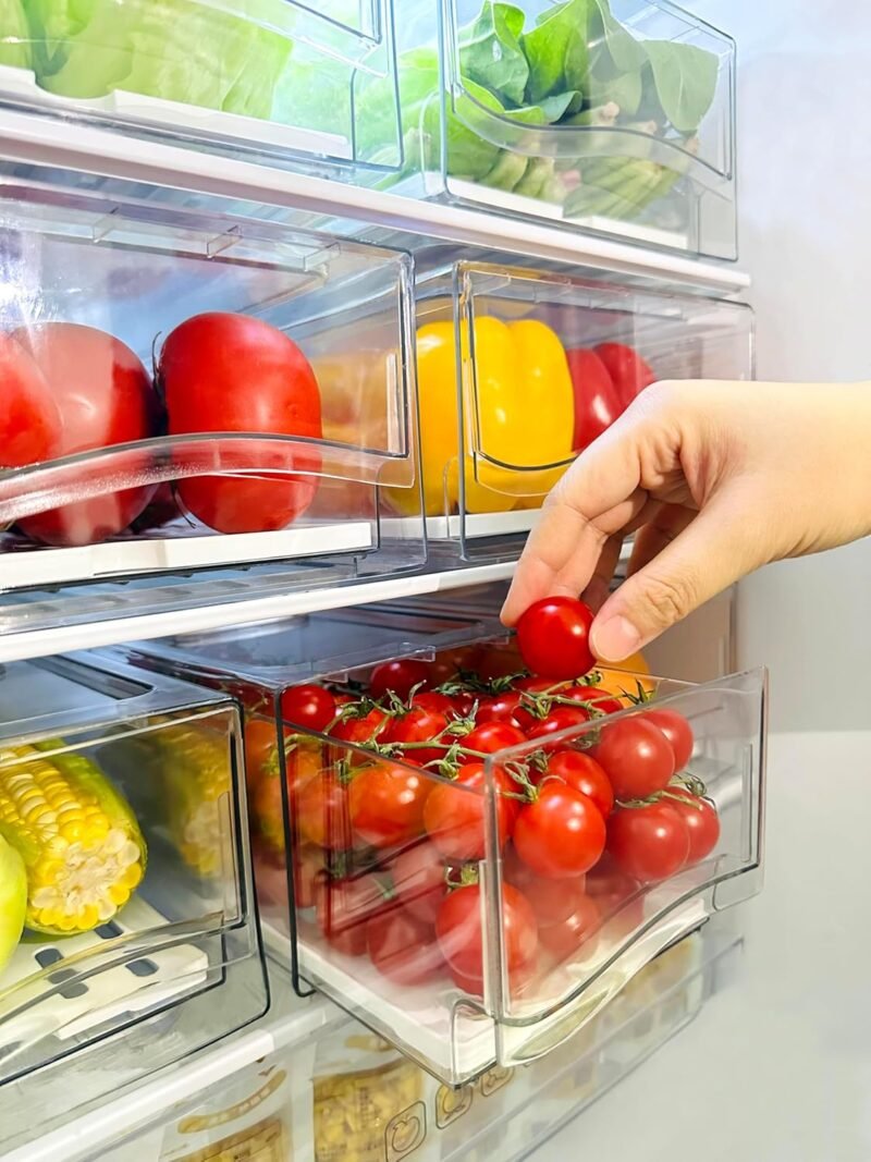 Maximize Your Fridge Space with Stackable Organizer Drawers: A Must-Have Storage Solution!