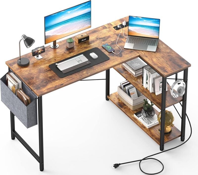 Maximize Your Home Office: Review of the Mr IRONSTONE L Shaped Desk with Outlets & USB Ports