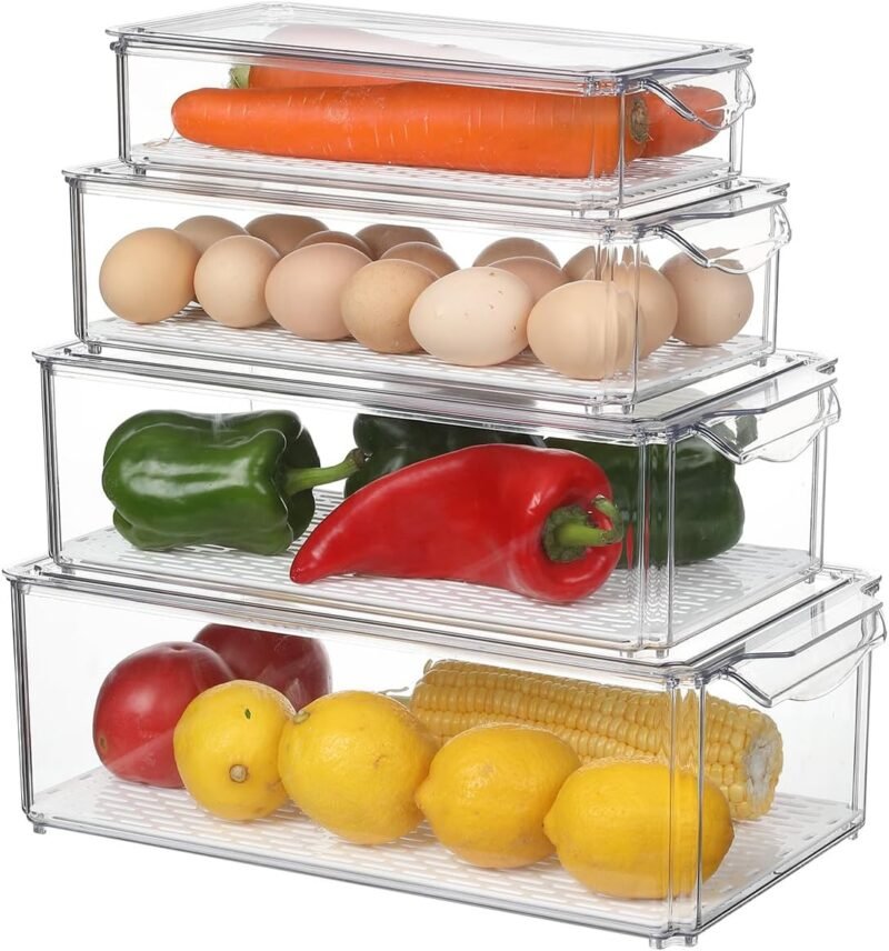 Maximize Your Kitchen: Review of the 4 Pack Clear Stackable Fridge Organizer Bins