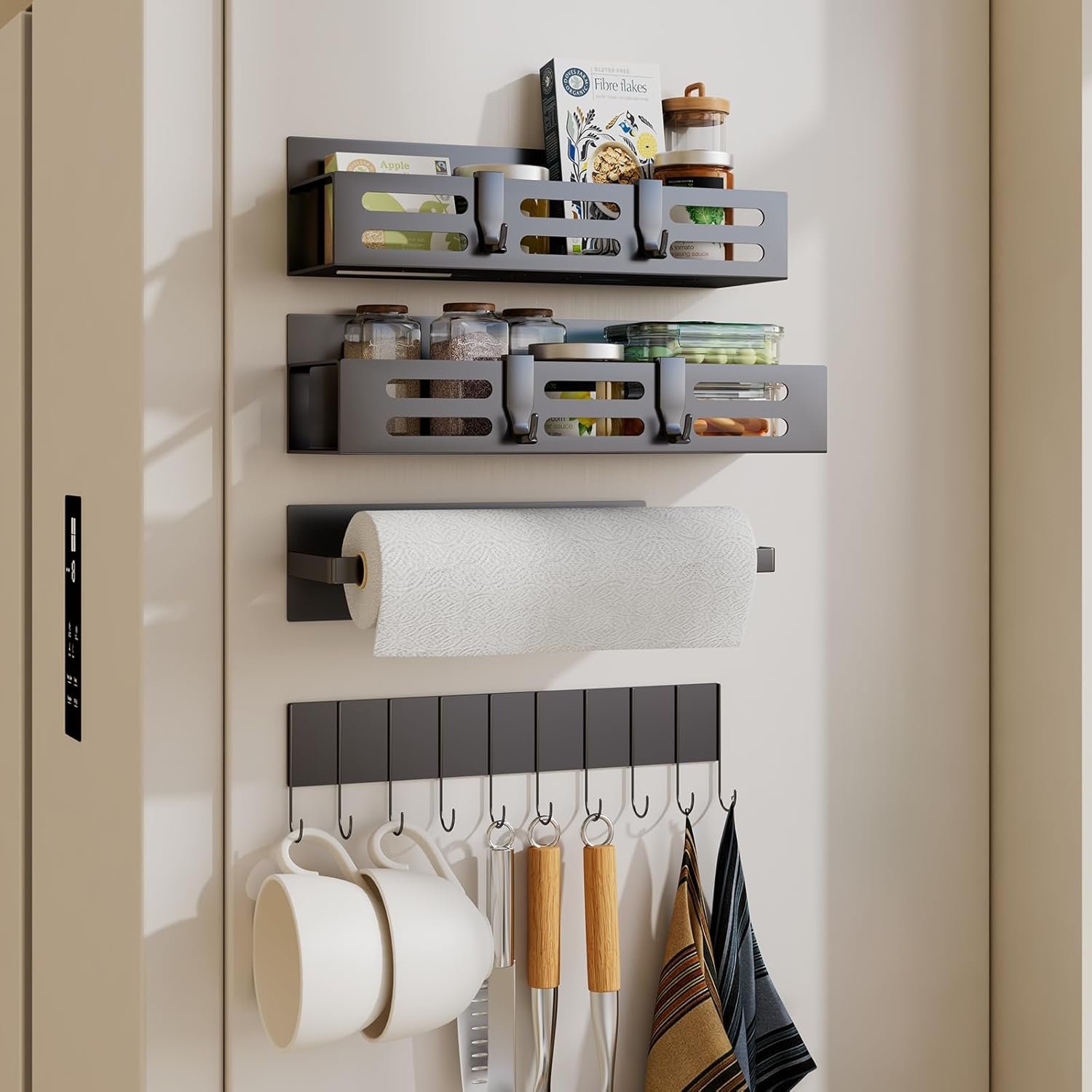 Maximize Your Kitchen Space: Review of the Magnetic Spice Rack with Hooks and Towel Holder