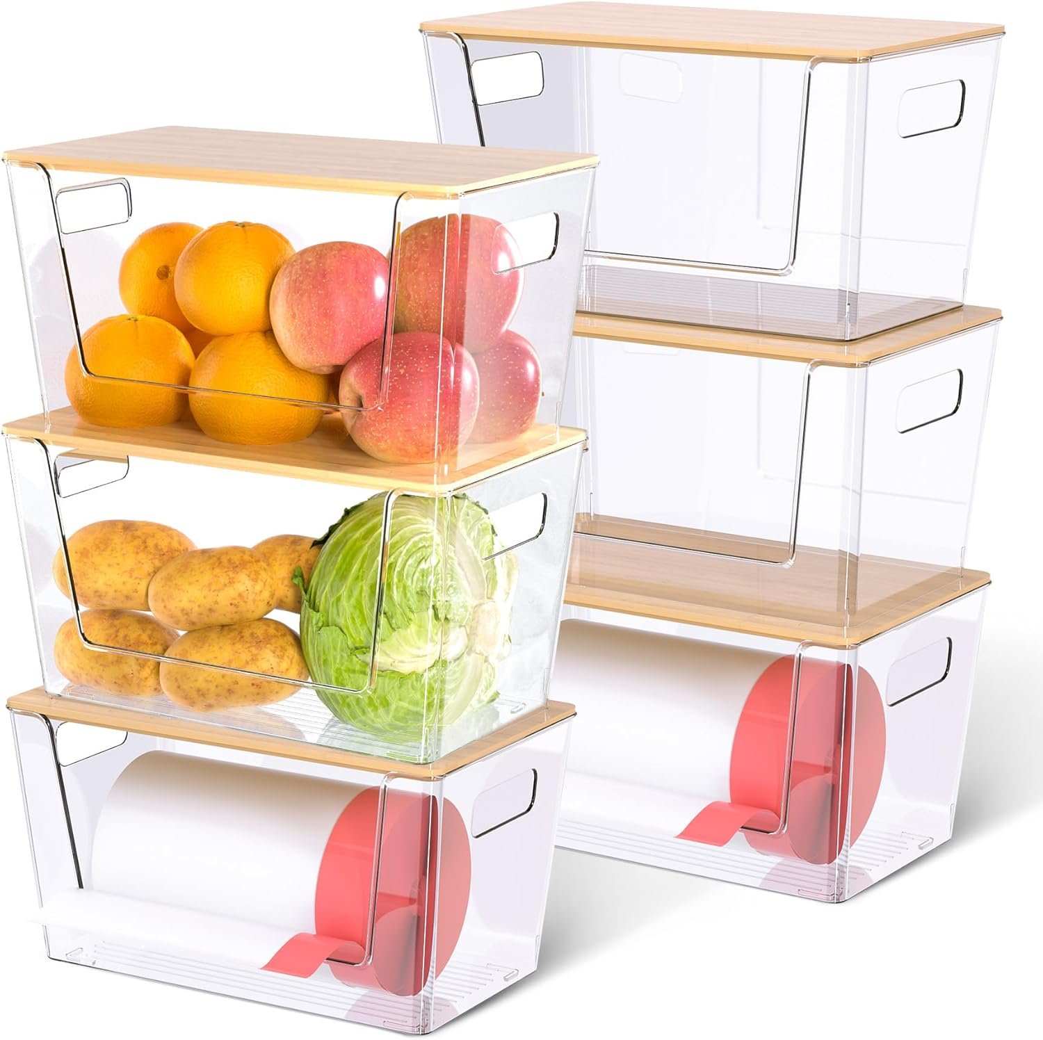 Maximize Your Space: Review of 6 Pack Clear Stackable Storage Bins with Bamboo Lids