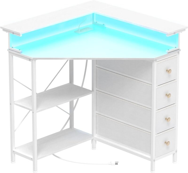 Maximize Your Space: Review of the 90-Degree Triangle Corner Desk with LED Lights