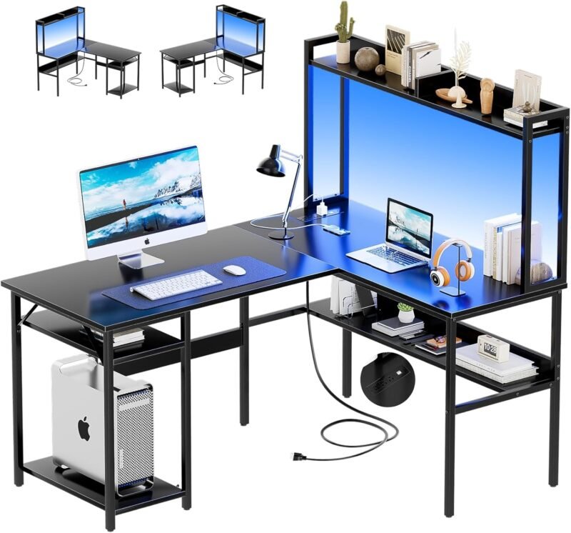Maximize Your Space: Review of the L Shaped Computer Desk with Hutch and LED Lights