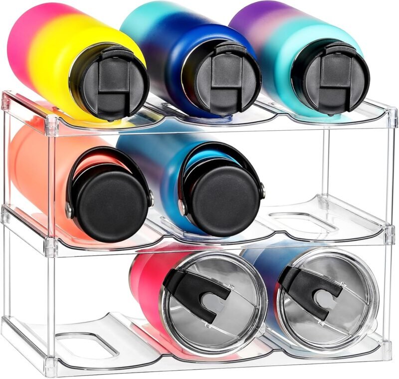 Maximize Your Space: The Ultimate Stackable Water Bottle Organizer for Tumblers!
