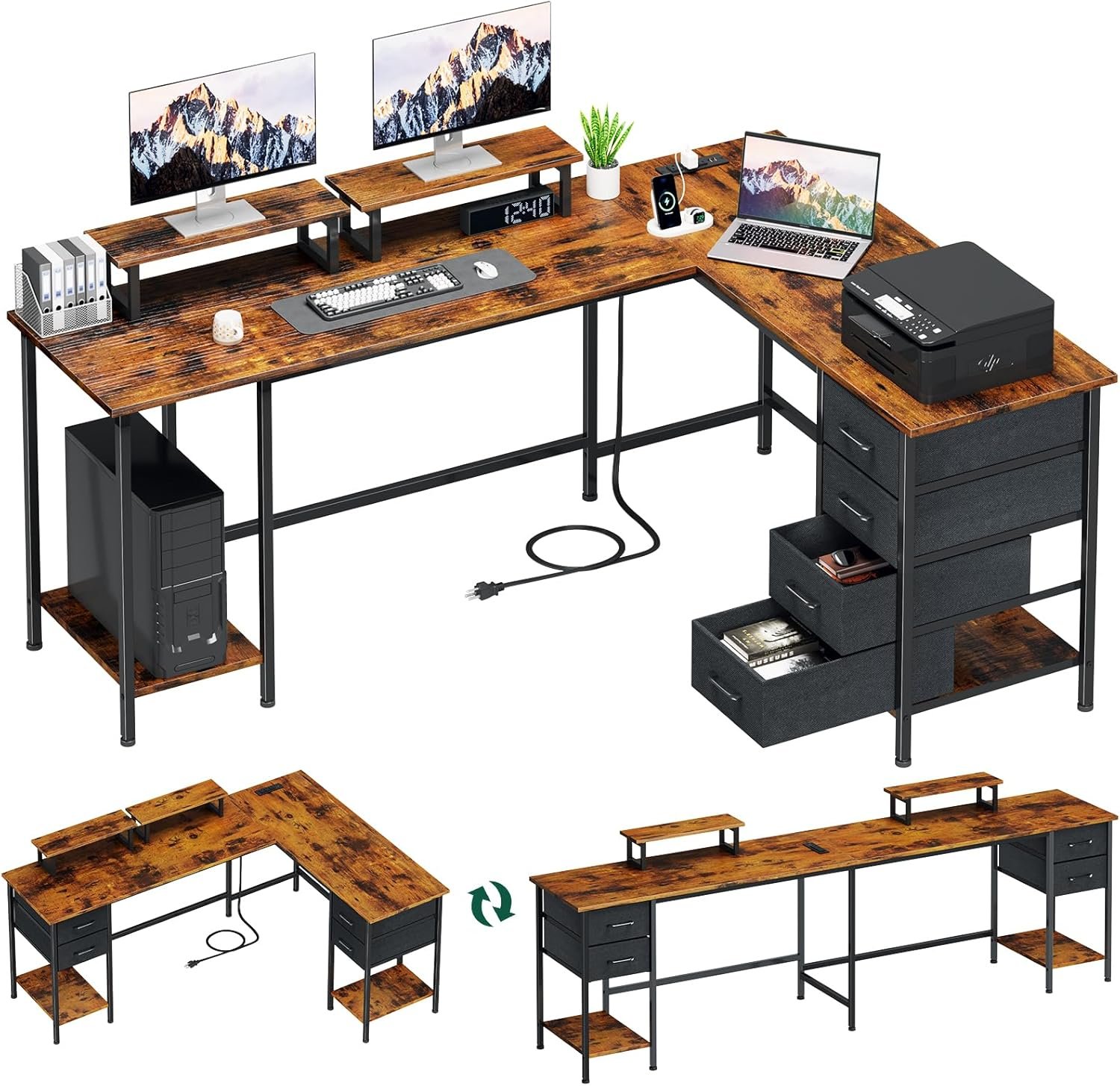 Maximize Your Workspace: Review of the 66" L Shaped Computer Desk with Power Outlets