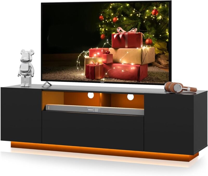Revamp Your Living Room: The WLIVE 65 Inch TV Stand with LED Glow
