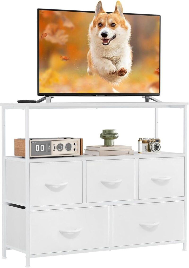 Revamp Your Space: DUMOS TV Stand Dresser with 5 Drawers & Open Shelves Review