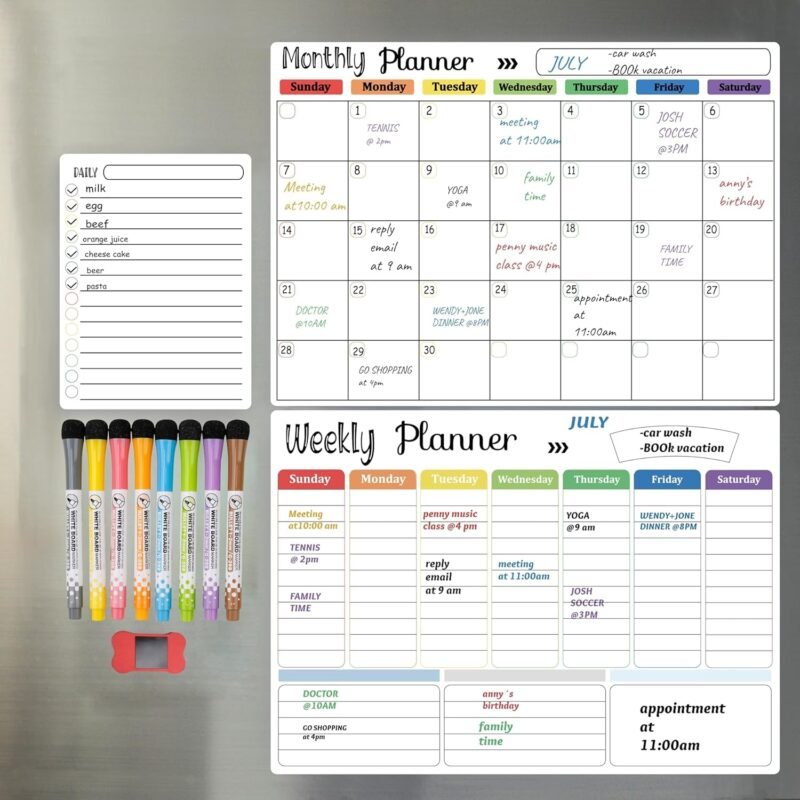 Stay Organized in Style: Hivillexun Magnetic Dry Erase Calendar Set Review