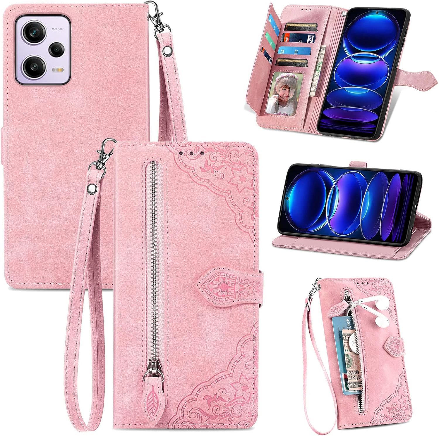 Stay Stylish and Organized: Review of the SZY Pink Zipper Storage Wallet Case for Redmi Note 12 Pro & Poco X5 Pro