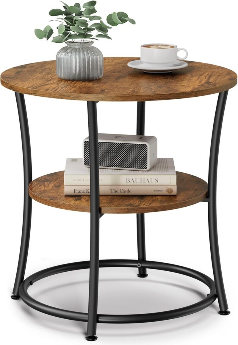 Stylish & Functional: VASAGLE Round Side Table with Storage Shelves