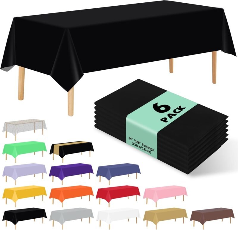 Stylish & Versatile: The Ultimate 6-Pack Black Disposable Tablecloths for Any Occasion!