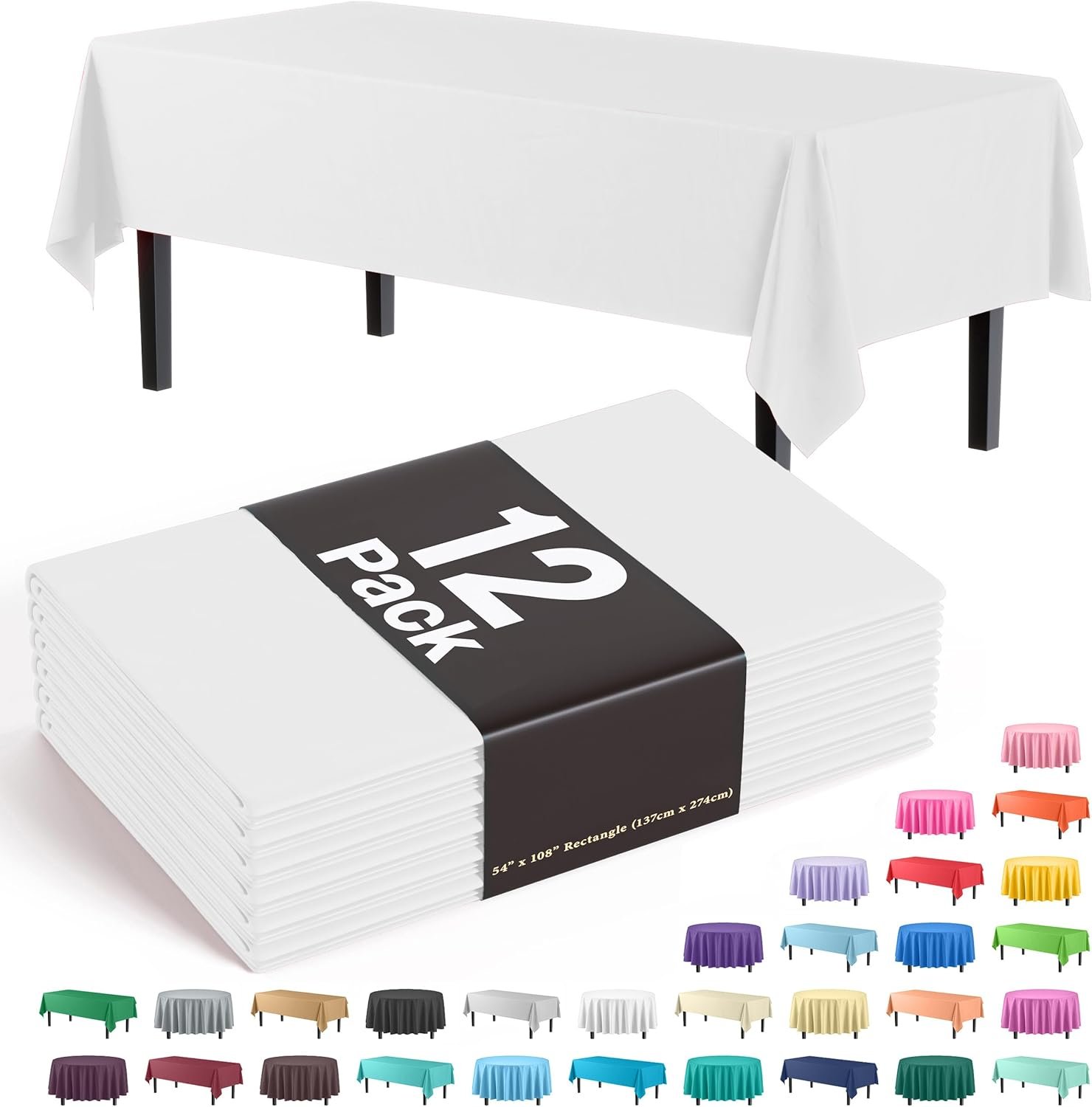 Transform Your Events with Exquisite 12-Pack Premium Plastic Tablecloths!
