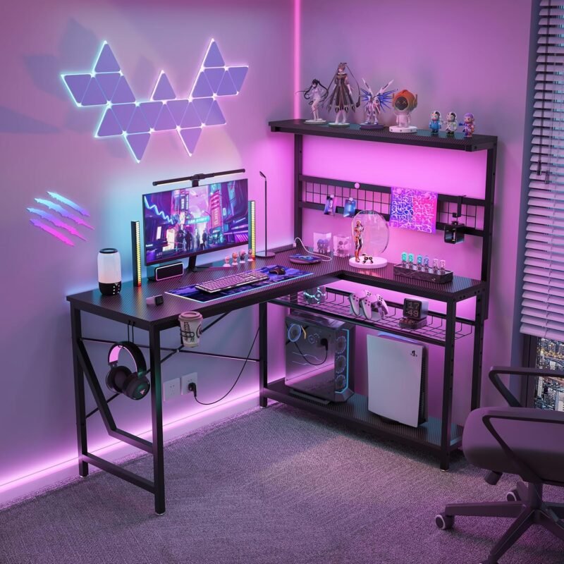 Transform Your Gaming Setup: Review of the 51" L-Shaped Gaming Desk with LED Lights and Power Outlets