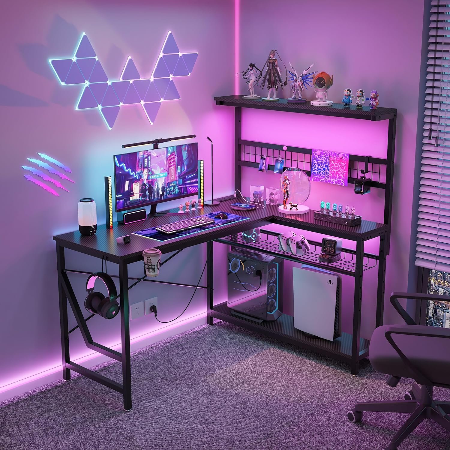 Transform Your Gaming Setup: Review of the 51" L-Shaped Gaming Desk with LED Lights and Power Outlets