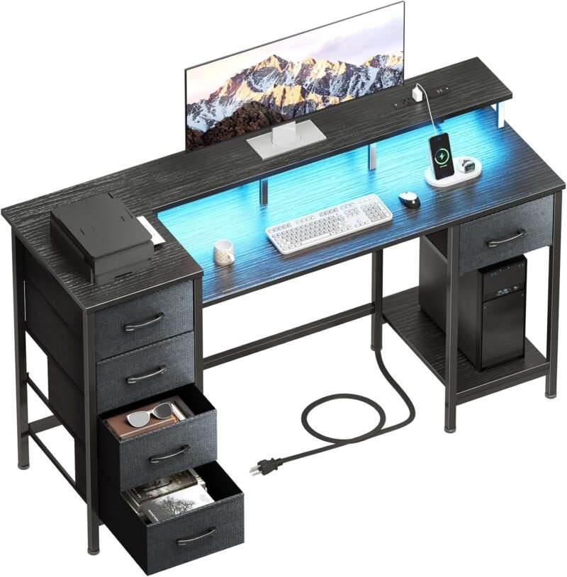 Transform Your Gaming Setup: The Ultimate 47 Inch Computer Desk with LED Lights and Storage