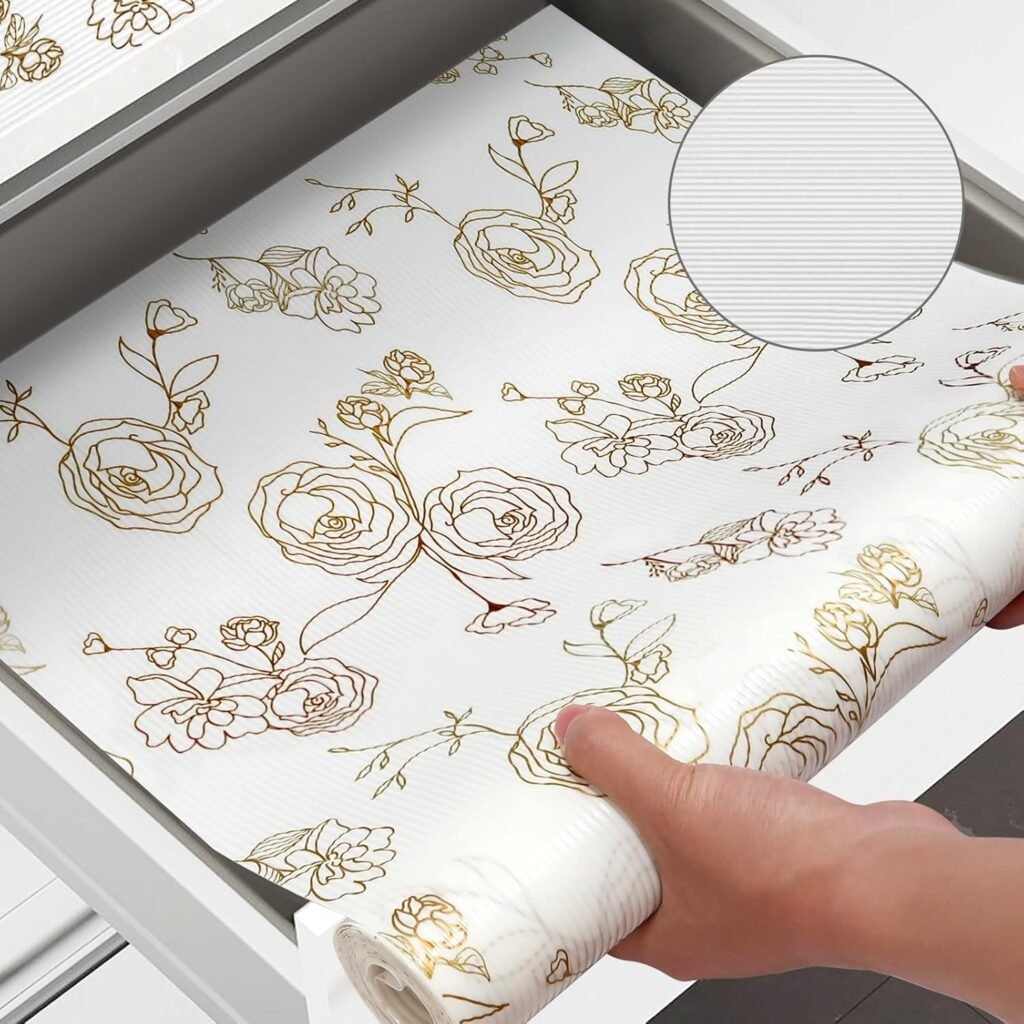 Transform Your Kitchen with Gold Roses: The Ultimate Non-Slip Shelf Cabinet Liner Review