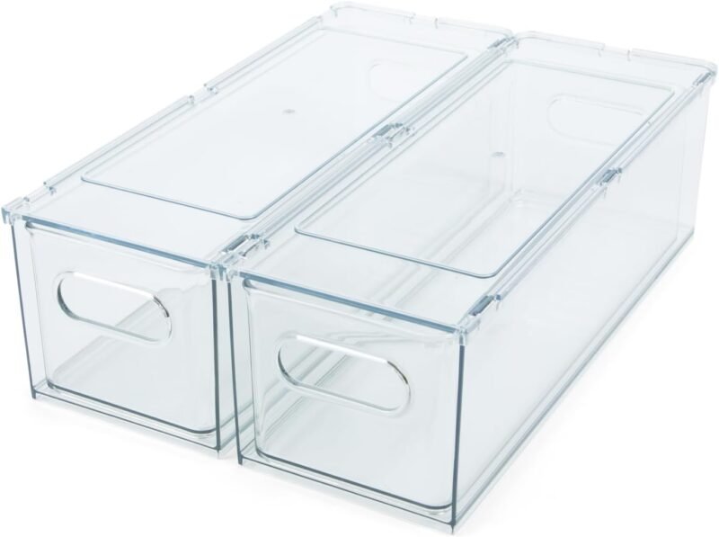 Transform Your Kitchen with Stackable Clear Organizer Bins: A Must-Have for Pantry Perfection!