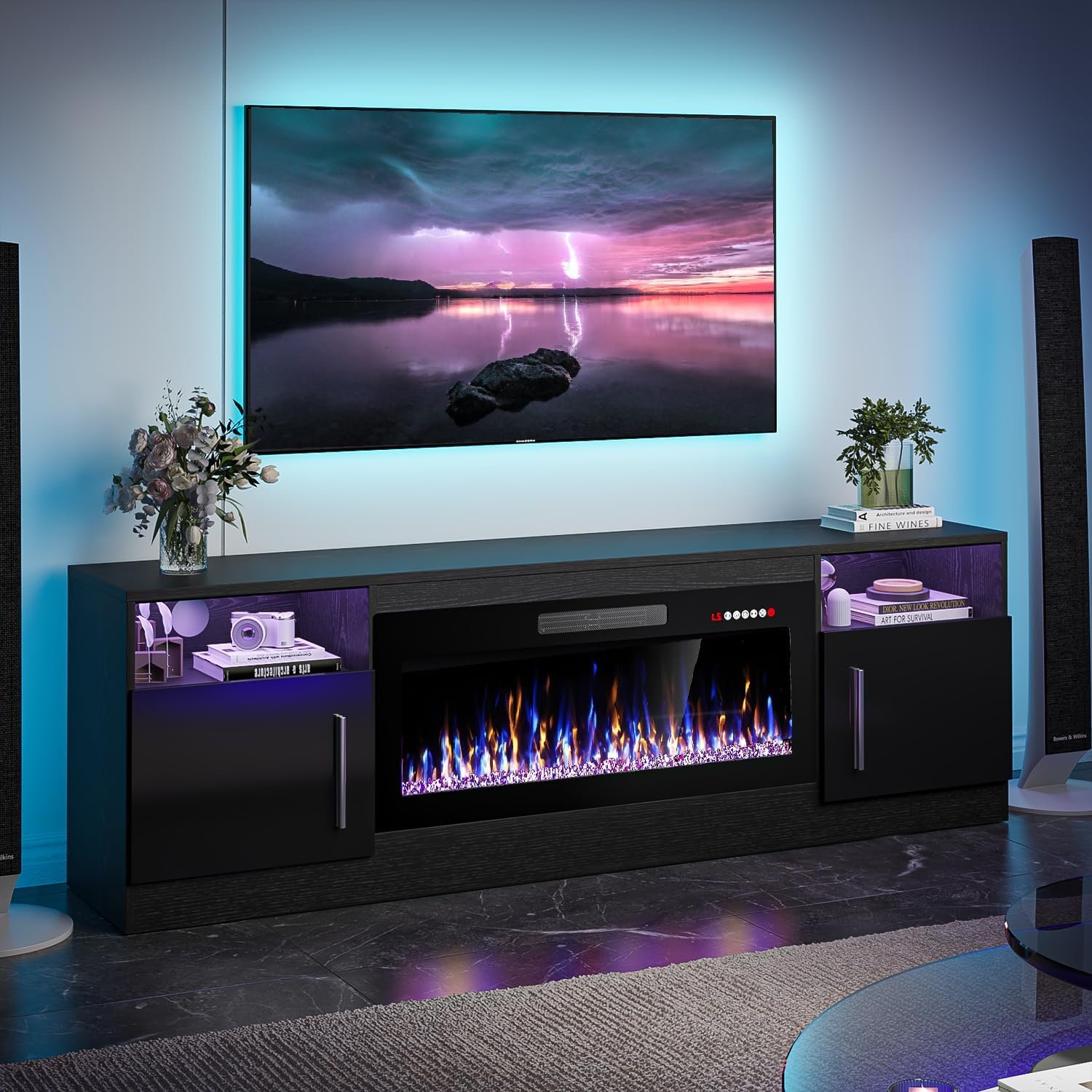 Transform Your Living Room with the VITESSE Electric Fireplace & TV Stand Combo