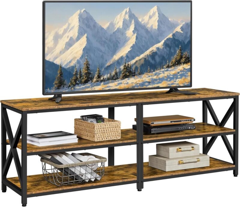 Transform Your Living Space: Review of the Yaheetech Rustic Brown TV Stand for 70-Inch TVs