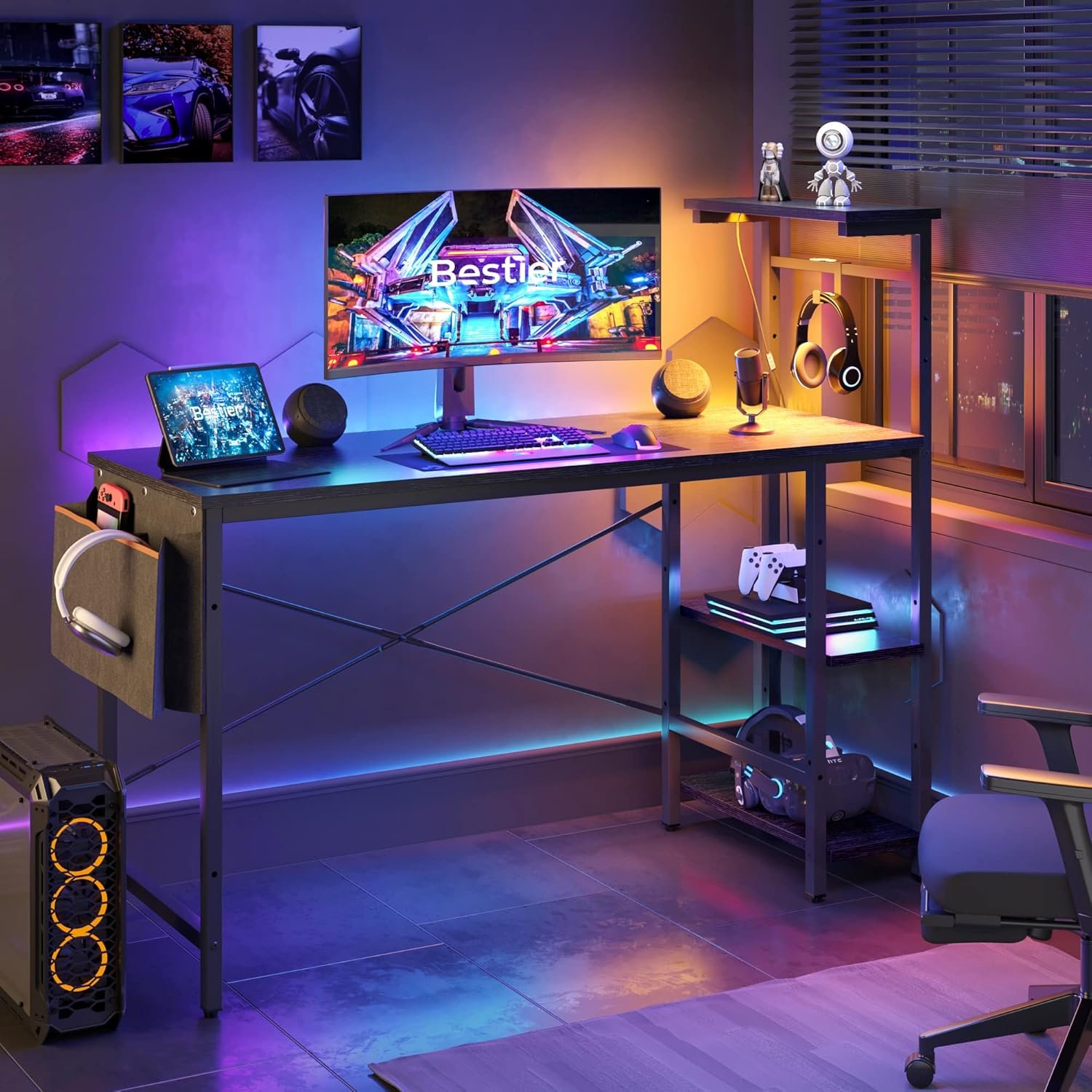 Transform Your Space: Bestier Gaming Desk Review with LED Lights & Adjustable Features!