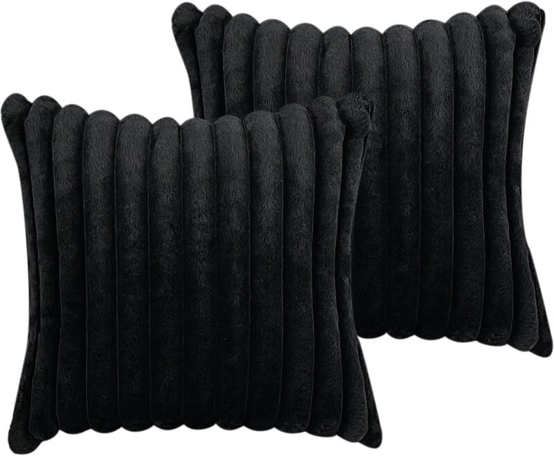Transform Your Space: Luxurious Faux Fur 20x20 Pillow Covers in Black