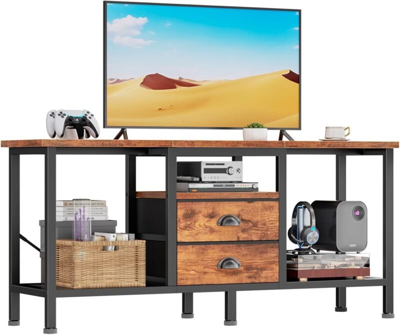 Transform Your Space: Reviews of the Furologee Rustic 42-Inch TV Stand with Drawers