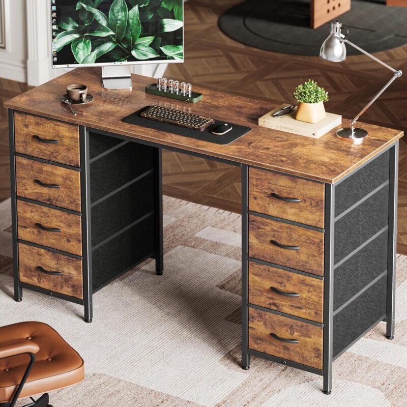 Transform Your Workspace: Huuger 47 Inch Rustic Brown Desk with Ample Storage