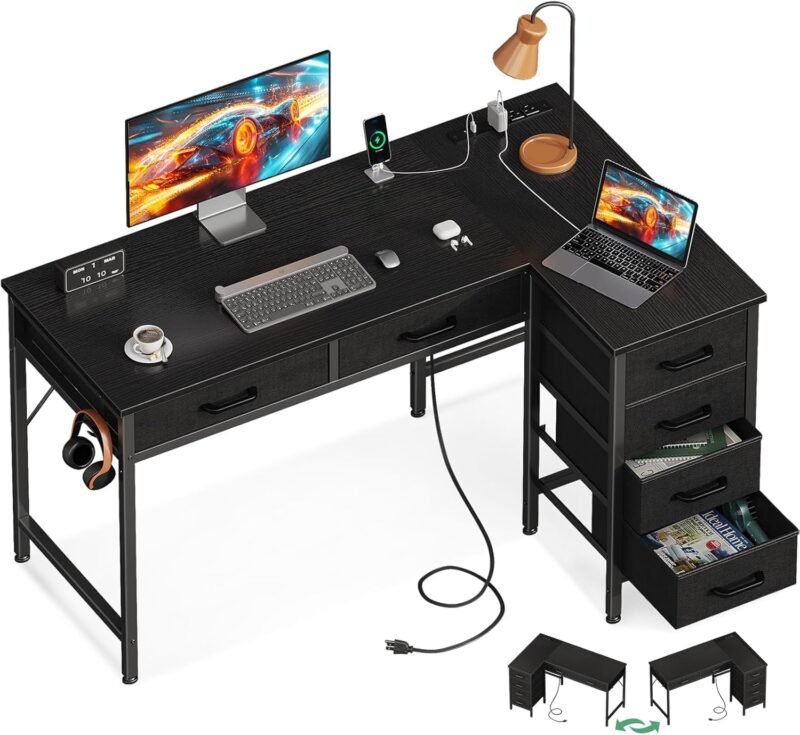 Transform Your Workspace: Review of the Coleshome 42 Inch L Shaped Desk with Power Outlets