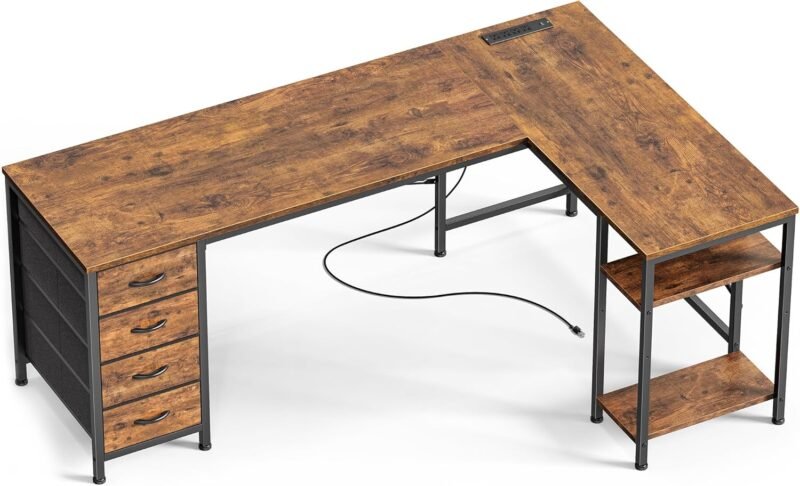 Transform Your Workspace: Review of the Huuger 63 Inch L Shaped Desk with Power Outlets