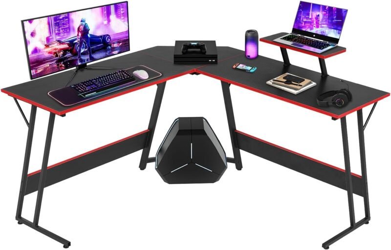 Transform Your Workspace: Review of the L Shaped Gaming Desk with Monitor Riser