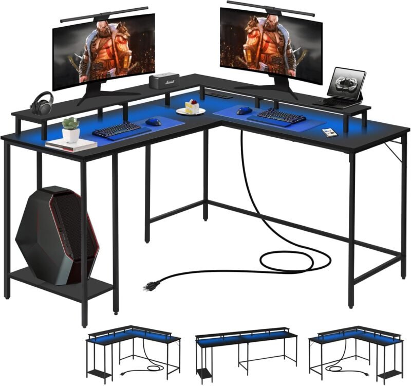 Transform Your Workspace: Review of the Panana L Shaped Gaming Desk with LED Lights