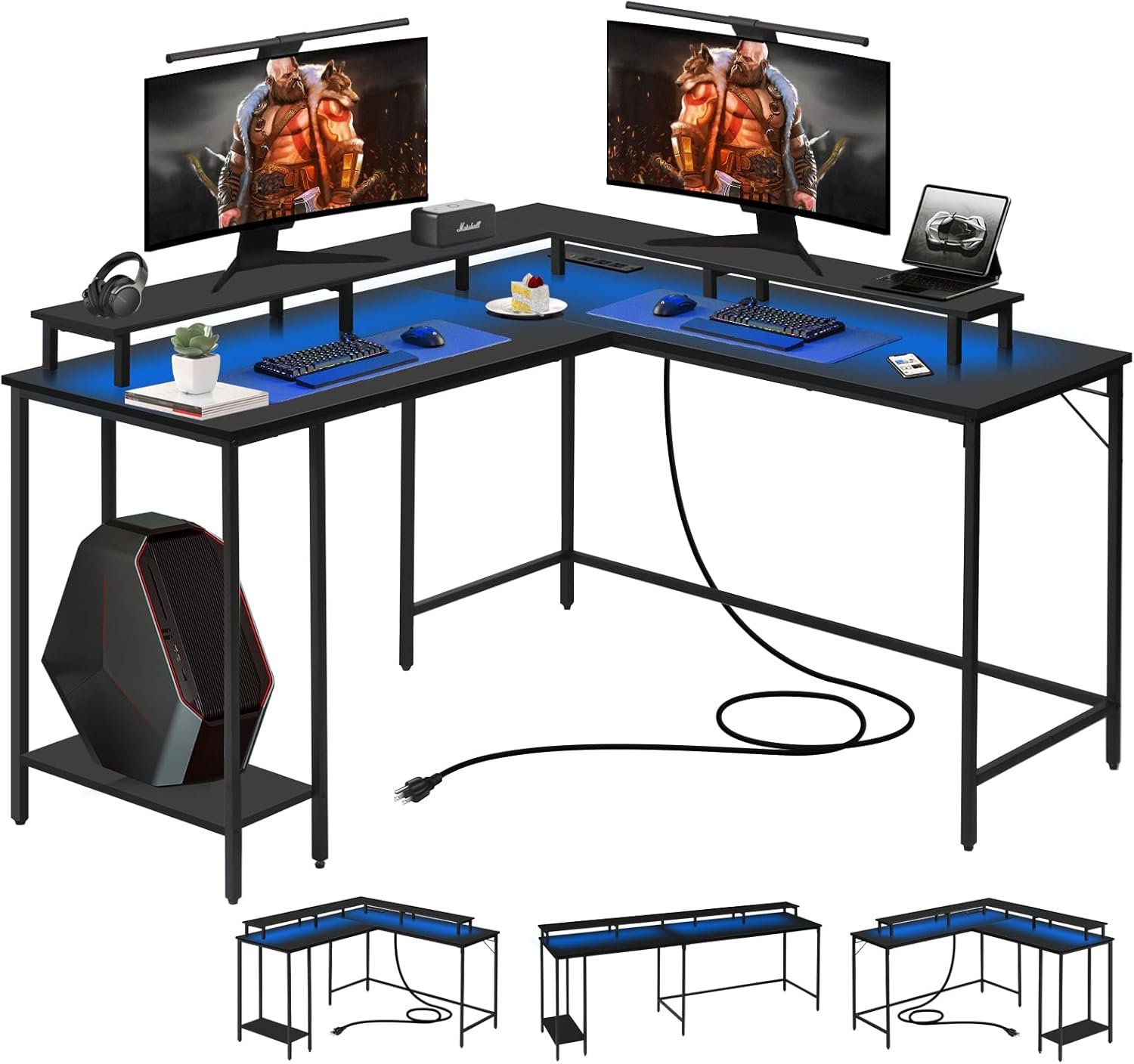 Transform Your Workspace: Review of the Panana L Shaped Gaming Desk with LED Lights