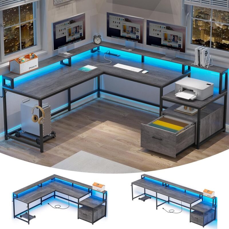 Transform Your Workspace: Review of the SEDETA L Shaped Office Desk with LED Lights