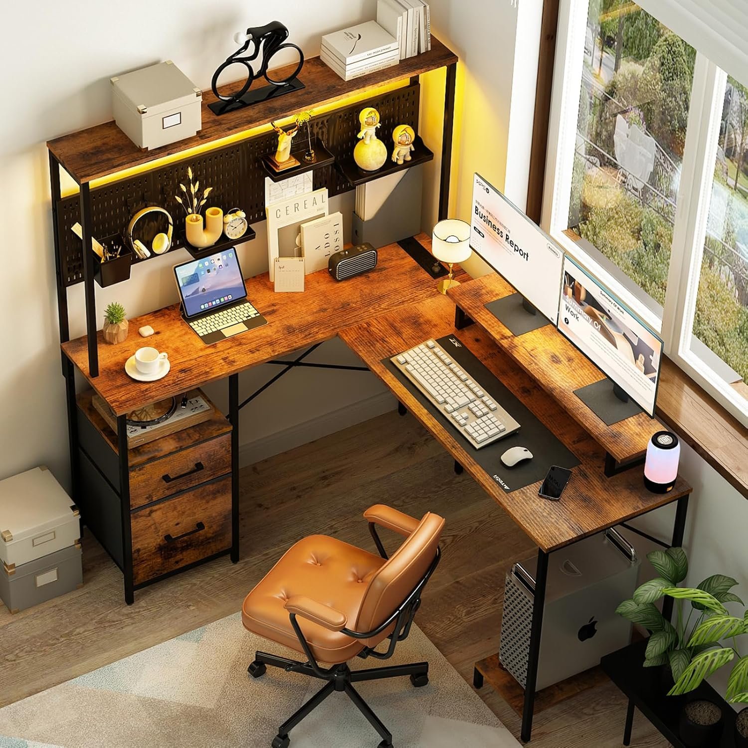 Transform Your Workspace: Review of the Yoobure L Shaped Desk with LED Lights & Storage Solutions