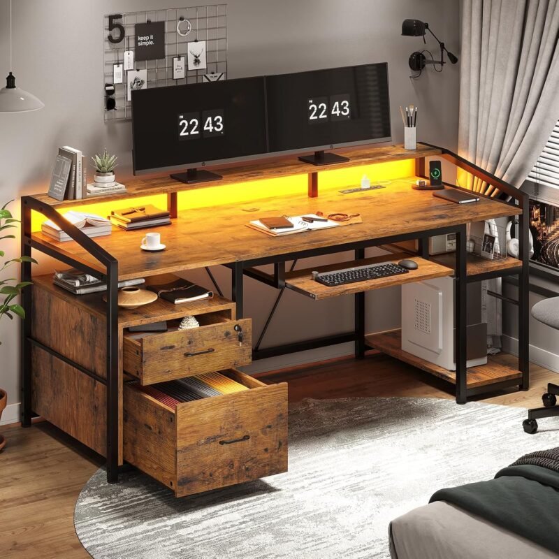 Transform Your Workspace: SEDETA 63" Computer Desk Review with LED Lights & Locking Drawers