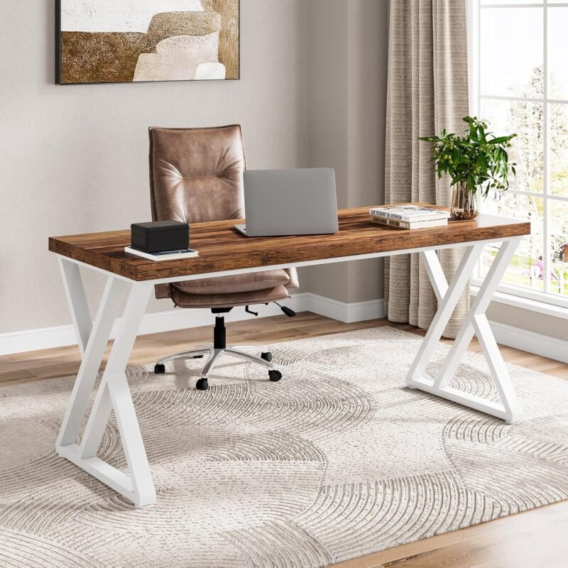 Transform Your Workspace: Tribesigns 55" Modern Walnut/White Computer Desk Review