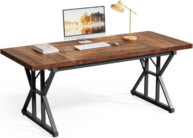 Transform Your Workspace with the LITTLE TREE 70.8-Inch Office Desk: A Modern Blend of Style and Function