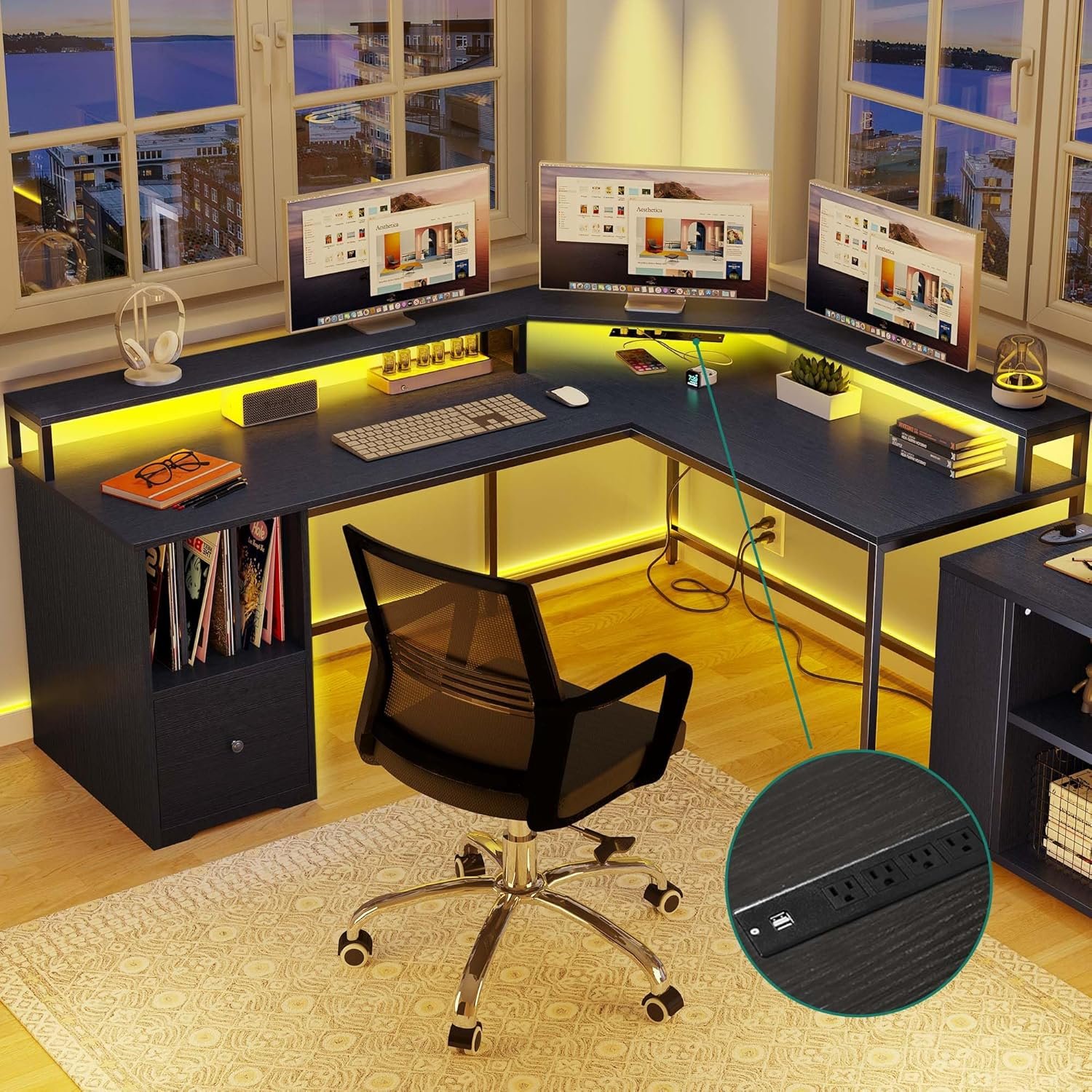 Transform Your Workspace: YITAHOME L Shaped Desk Review with Power & LED Features