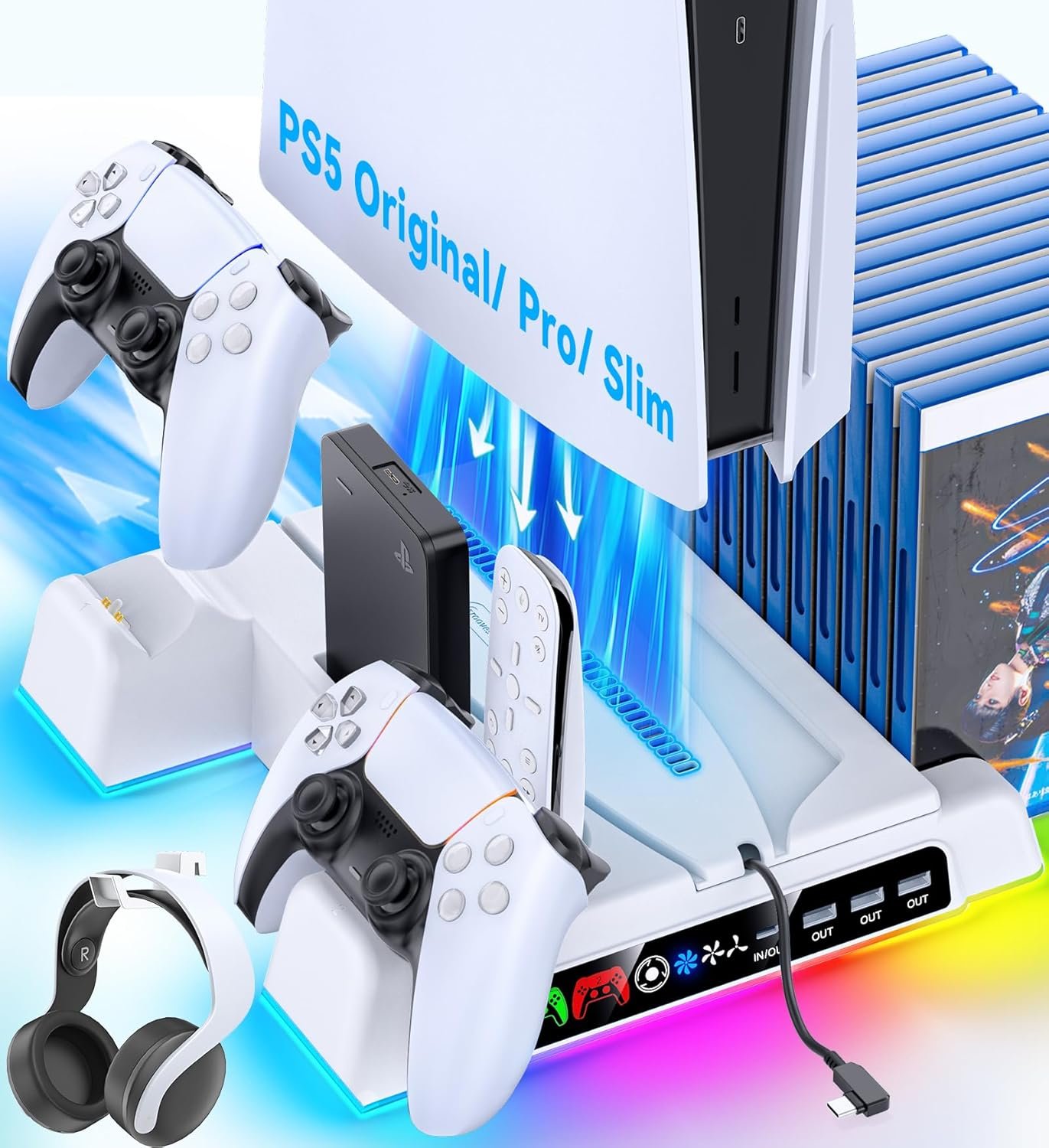 Ultimate PS5 Stand: Elevate Your Gaming Experience with Cooling & Charging!