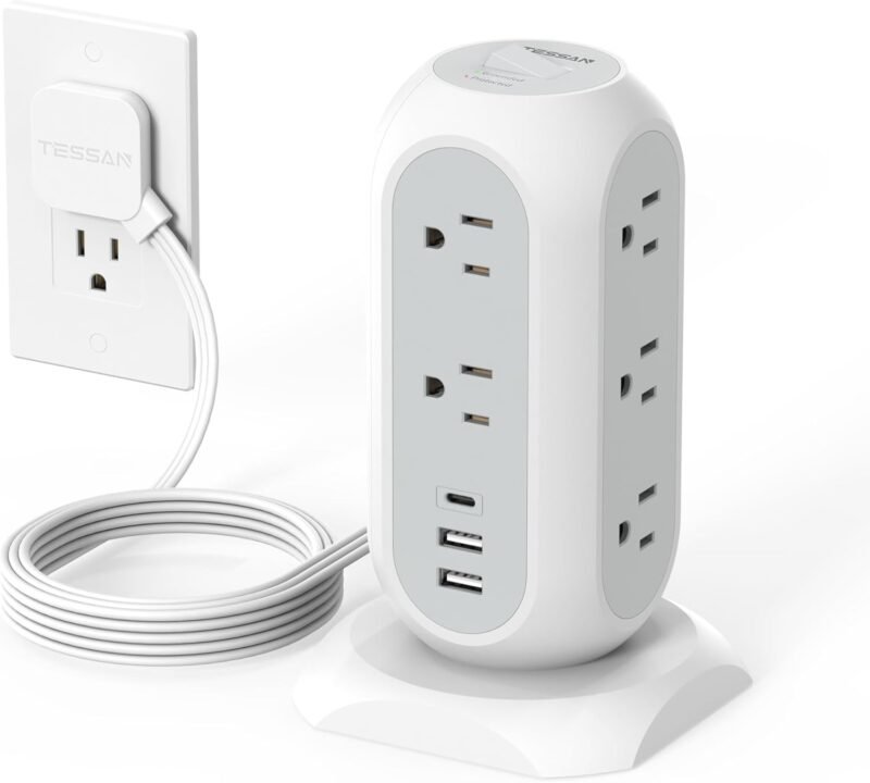 Unleash Your Power: TESSAN Tower Power Strip Review - Multi-Outlet Marvel for Homes and Offices!