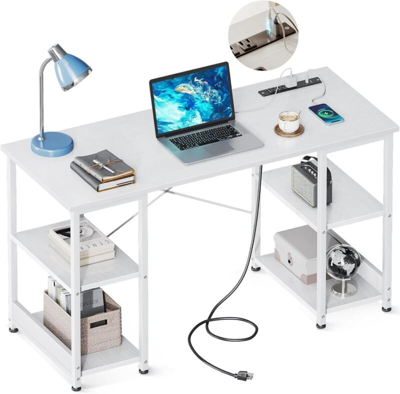 Unlock Productivity: AODK 40 Inch Writing Desk with Power Outlets & USB Charging!
